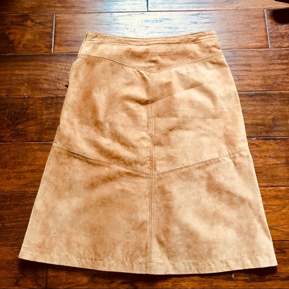 Vintage Suede Leather Benetton A-line Skirt